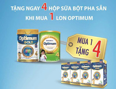 Khuyến mại sữa bột Optimum - Mua 1 tặng 4