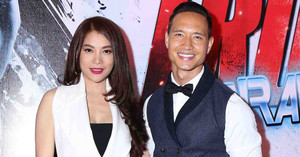 Kim Lý diện đồ ton-sur-ton đến chúc mừng Trương Ngọc Ánh