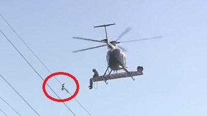 Clip: Điều cả trực thăng đi giải cứu chú chim mắc cánh vào dây điện