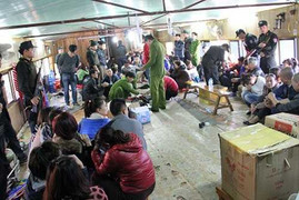 Tóm gọn 62 con bạc đang sát phạt trên nhà nổi giữa sông Hồng