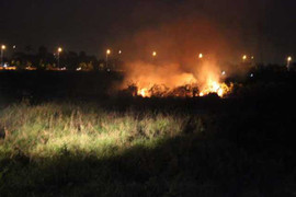 Cháy lớn ở bãi cỏ chân cầu, trăm người 'thót tim' sợ lan sang khu dân cư