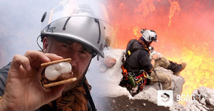 Clip: Ung dung ngồi cạnh dòng dung nham sôi sục để… nướng bánh