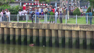 Dân kéo đến xem thi thể cô gái nổi trên kênh gây tắc đường