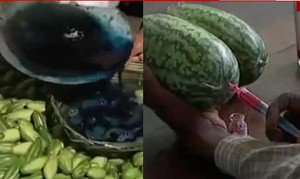 Clip: Rùng mình cảnh gian thương nhuộm xanh dưa chuột, nhuộm đỏ dưa hấu