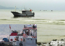 Tàu cá Trung Quốc mắc cạn ở cửa biển Việt Nam