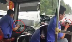 Phẫn nộ tài xế xe buýt Bắc Ninh vừa lái xe vừa cắm mặt vào điện thoại nhắn tin, đọc báo