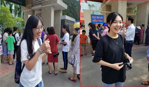 Nữ sinh xinh đẹp ở 'điểm nóng gian lận' Hòa Bình rạng rỡ sau khi kết thúc môn tiếng Anh