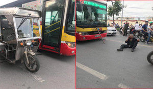 Lái xe ba gác lăn ra đường 'ăn vạ' xe buýt: Tài xế thương binh say rượu, đuổi đánh lái xe buýt