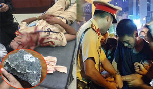 Đại úy CSGT Hà Nội bị người vi phạm luật nhặt đá đập vỡ đầu