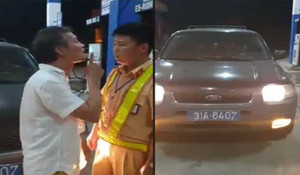 Clip: Tài xế ô tô biển xanh chửi bới, tát CSGT
