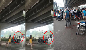 Chồng vác dao truy sát vợ trên phố Hà Nội