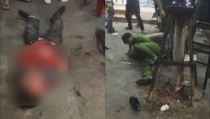 Clip: Chiến sĩ công an khống chế kẻ nghi ngáo đá chém dân trọng thương ở Hải Phòng