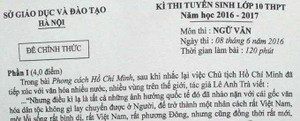 'Phong cách Hồ Chí Minh' vào đề thi Văn lớp 10 ở Hà Nội