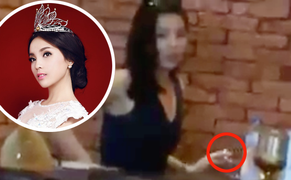 Clip: Hoa hậu Kỳ Duyên phì phèo hút thuốc nơi công cộng