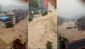 Kinh hoàng cảnh lũ cuồn cuộn như 'tận thế' ở Trung Quốc sau siêu bão