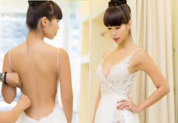 Hà Anh mặc áo cưới, khoe trọn lưng trần và thân hình nóng bỏng