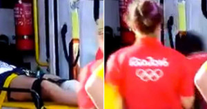 Sau pha gãy gập chân, VĐV Pháp lại gặp tai nạn rơi cáng