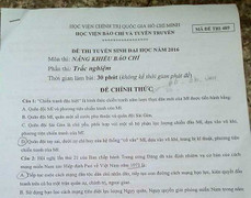 Đề thi năng khiếu vào Học viện Báo chí Tuyên truyền năm 2016