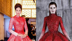 Pham Hương mặc váy đạo nhái thiết kế của nhà mốt nổi tiếng