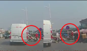 Chạm trán nữ 'ninja', người đàn ông phi xe máy thẳng xuống đê