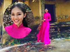 Á hậu Thanh Tú thướt tha trong tà ào dài màu hồng, học hát chèo