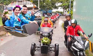 Em gái Huỳnh Phúc Điền được chú rể rước bằng đoàn môtô