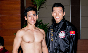 Siêu mẫu Ngọc Tình nổi bật trong phần thi chụp hình nhóm với đồ thể thao