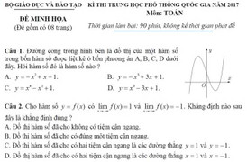 Đề thi minh họa môn Toán 2017: Chỉ gói gọn trong kiến thức lớp 12
