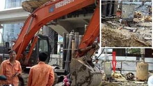 Chập điện ở công trường ga đường sắt trên cao, công nhân tháo chạy tán loạn