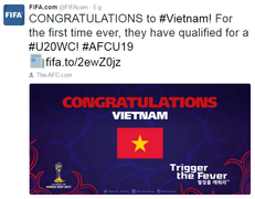 FIFA chúc mừng chiến tích lịch sử của U19 Việt Nam