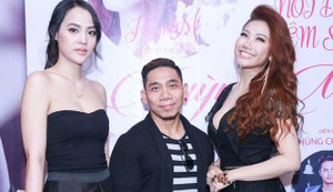 Lực sĩ Phạm Văn Mách và bạn gái gợi cảm tới chúc mừng Huỳnh Mi ra album đầu tay