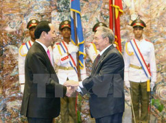 Chủ tịch nước Trần Đại Quang hội đàm với Chủ tịch Cuba Raul Castro
