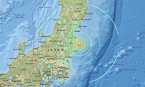 Clip: Động đất 7.3 độ Richter gây sóng thần ở Nhật Bản