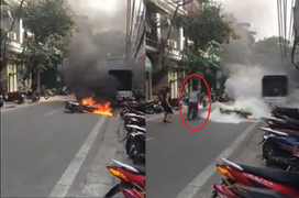 Cụ bà dập lửa cứu xe bốc cháy ở Hà Nội khiến thanh niên tròn mắt thán phục: 'Tôi chỉ muốn lao vào'