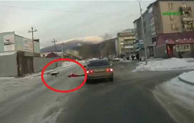 Clip chó lôi xềnh xệch chủ qua đường suýt bị ôtô đụng