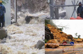 Nước lũ đổ như thác trên nhiều tuyến phố Nha Trang