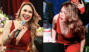 Lần hiếm hoi Mỹ Tâm khoe vòng một căng tràn với áo xẻ sâu