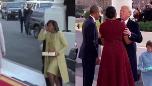 Khác biệt trong cách cư xử với vợ của Obama và Trump gây 'bão' mạng