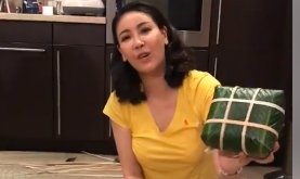 Video Hà Kiều Anh chia sẻ cách gói bánh chưng