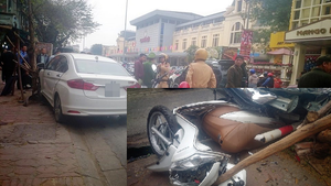 Xe ô tô gây tai nạn liên hoàn trên phố Hà Nội