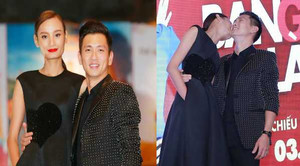 Lê Thúy hôn chồng Việt kiều tại buổi ra mắt phim