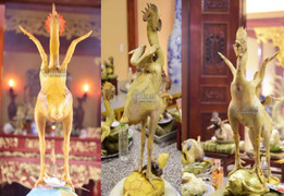 Độc đáo thế ‘gà bay’ trên cỗ cúng rằm tháng Giêng