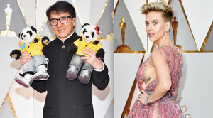 Oscar 2017: Thành Long ôm thú bông gấu trúc, Scarlett Johansson khoe vòng một sexy