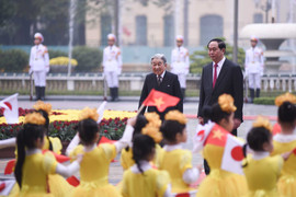 Ảnh: Lễ đón Nhà vua và Hoàng hậu Nhật Bản