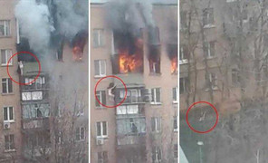 Clip: Rơi từ tầng 8 tòa nhà bốc cháy ngùn ngụt, người phụ nữ sống sót thần kỳ