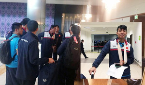 Trung vệ Tiến Dũng chấn thương, băng tay về Việt Nam