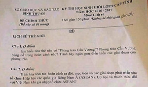 Đề thi đưa phong trào Cần Vương vào lịch sử thế giới khiến dân mạng phẫn nộ