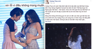 Hoàng Thuỳ Linh xin lỗi sau sự cố đỏ mặt trên sân khấu có SNSD