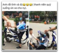 Chàng trai quỳ gối xin công an thả xe cho người yêu