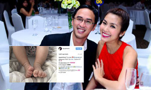 Ông xã Tăng Thanh Hà khoe ảnh bàn chân nhỏ xinh của con gái